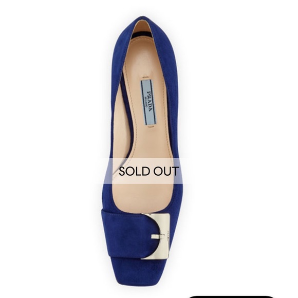 Prada Logo Suede Low-Heel Buckle Pump - Picture 7 of 9